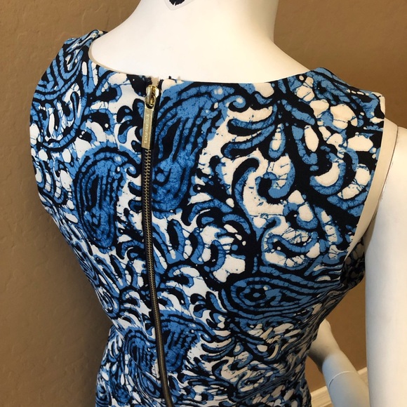 Michael Kors Sexy Paisley Pattern Dress Blue/white/black Size 4 - Picture 8 of 13
